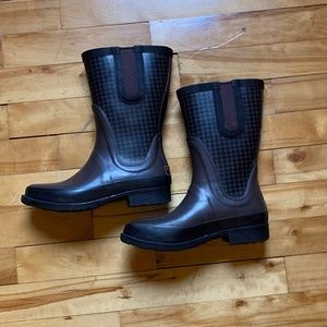 L.L.Bean Wellies Rain Boots, Mid Houndstooth Sz 6